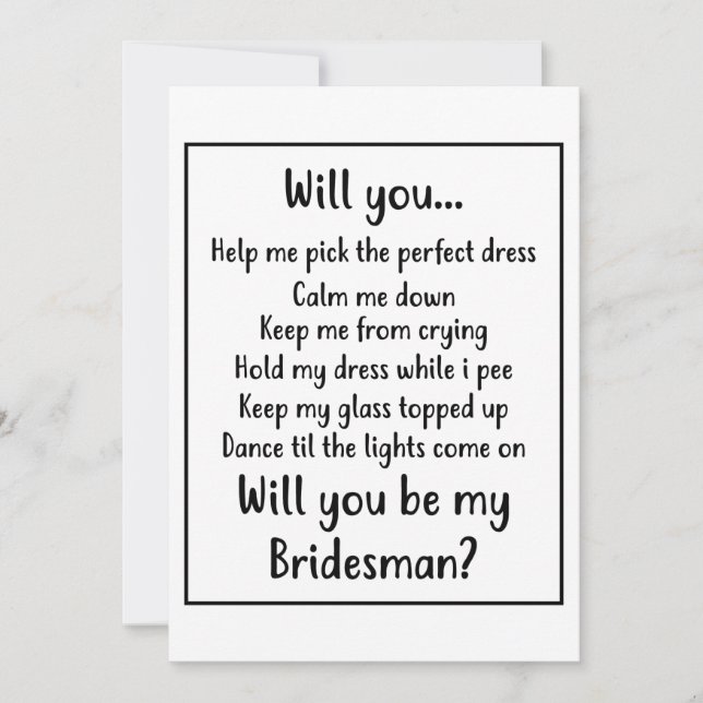 Will you be my Bridesman Save The Date (Front)