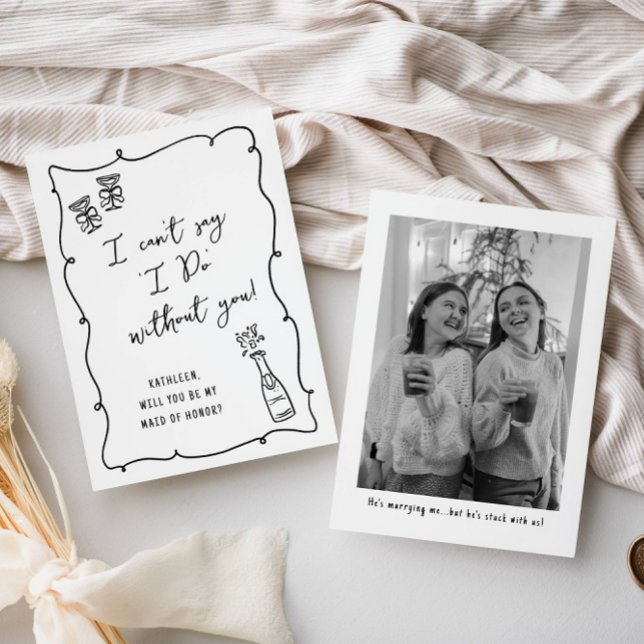 Will you be my...Champagne Doodle Bridal Proposal Card (Creator Uploaded)