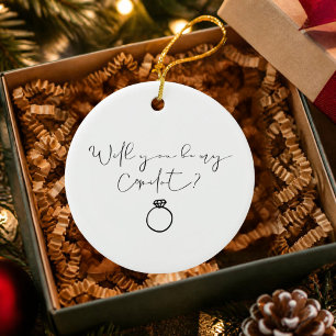 Will You Be My Copilot Pilot Engagement Christmas  Ceramic Ornament