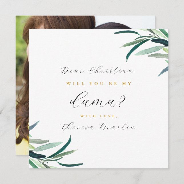 Will you be my Dama Proposal Quinceanera Photo Invitation (Front/Back)
