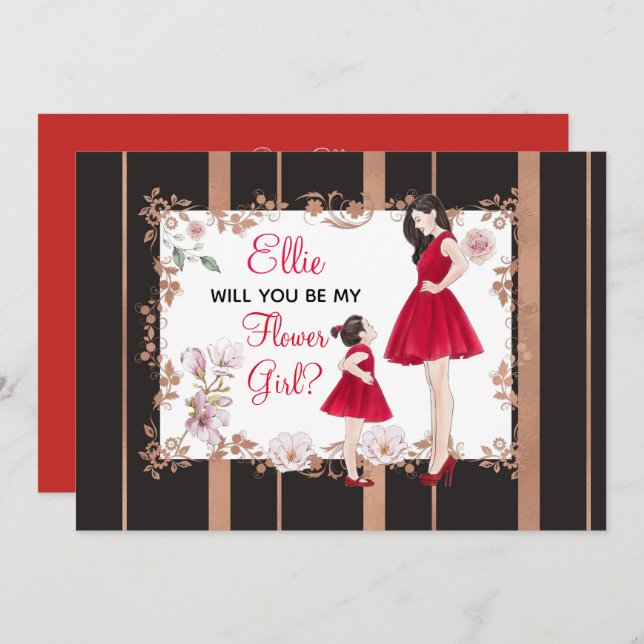 Will You Be My Flower Girl/Adult and Child/Custom Invitation (Front/Back)