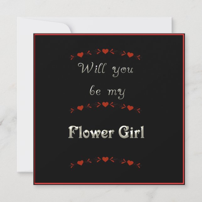 Will You Be My Flower Girl Black, Red & White Invitation (Front)