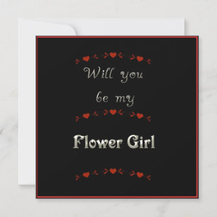 Will You Be My Flower Girl Black, Red & White Invitation