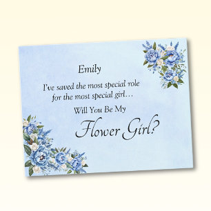 Will You Be My Flower Girl? Blue Peony Card