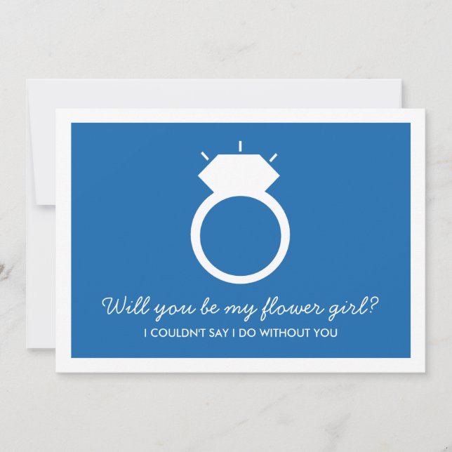 Will You Be My Flower Girl? Blue Ring Card (Front)