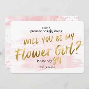 Will you Be my Flower Girl Blush & Gold Watercolor Invitation
