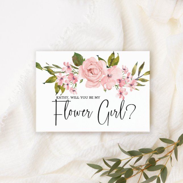 Will You Be My Flower Girl Blush Pink Roses Floral (Creator Uploaded)