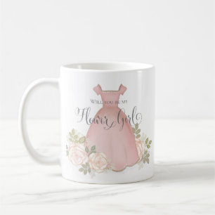 Will you be my Flower Girl Blush Watercolor Coffee Mug