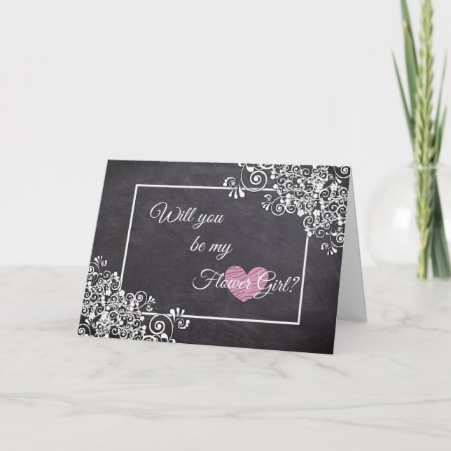 Will you be my Flower Girl Card Chalkboard Style (Front)