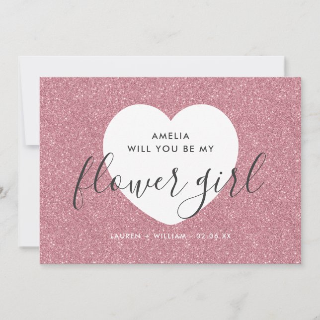 Will You Be My Flower Girl Card - Glittered (Front)