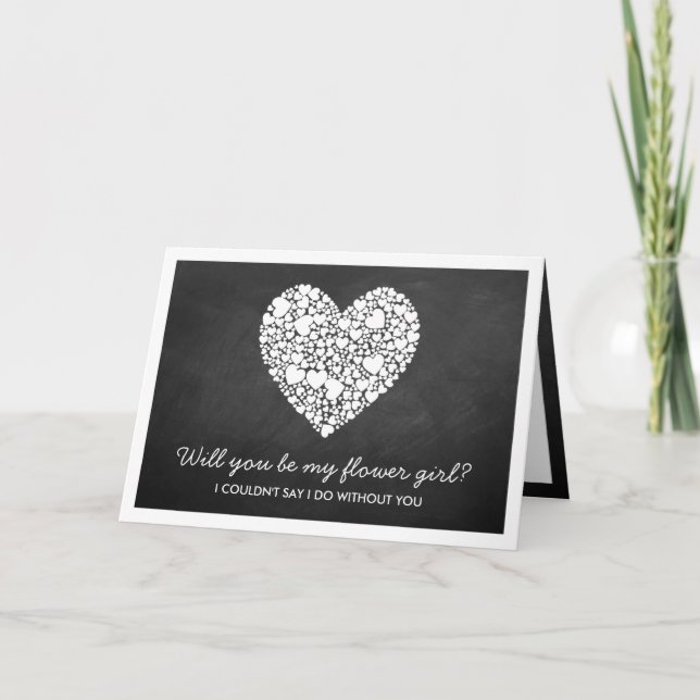 Will You Be My Flower Girl? Chalkboard Heart Card (Front)