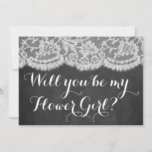 Will You Be My Flower Girl? Chalkboard & Lace Invitation