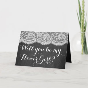 Will You Be My Flower Girl? Chalkboard & Lace Invitation