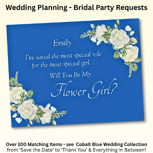 Will You Be My Flower Girl? Cobalt Blue & White