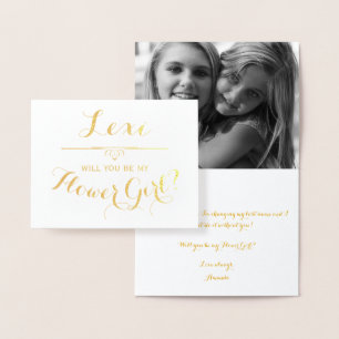 Will You Be My Flower Girl Cursive Personalised Foil Card