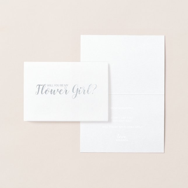 Will You Be My Flower Girl? Elegant Silver Foil Card (Display)