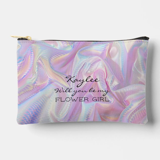 Will You Be My Flower Girl Faux Hologram  Accessory Pouch (Front)