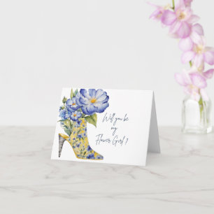 "Will You Be My Flower Girl?" Folded Bridal Party  Card