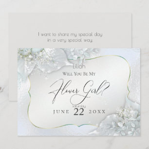 Will You Be My Flower Girl Icy Blue Shimmer Invitation