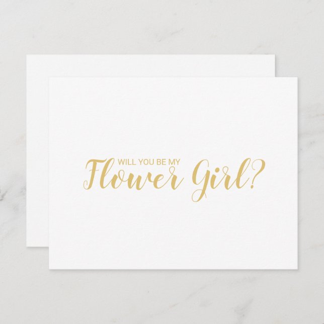 Will You Be My Flower Girl? Modern Gold Invitation (Front/Back)