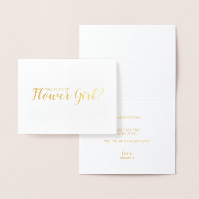 Will You Be My Flower Girl? Modern Script Gold Foil Card (Display)