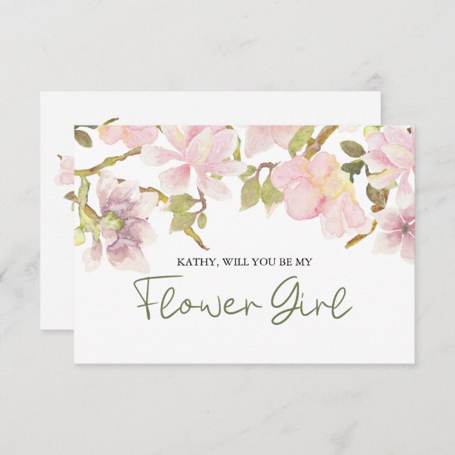 Will You Be My Flower Girl Pink Blush Magnolia (Front/Back)