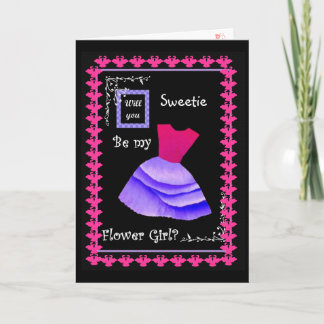 Will You Be My Flower Girl? PINK & PURPLE Dress Invitation