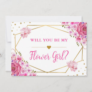 Will You Be My Flower Girl Pink Roses Wedding Invitation