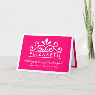 Will You Be My Flower Girl? Pink Tiara Card
