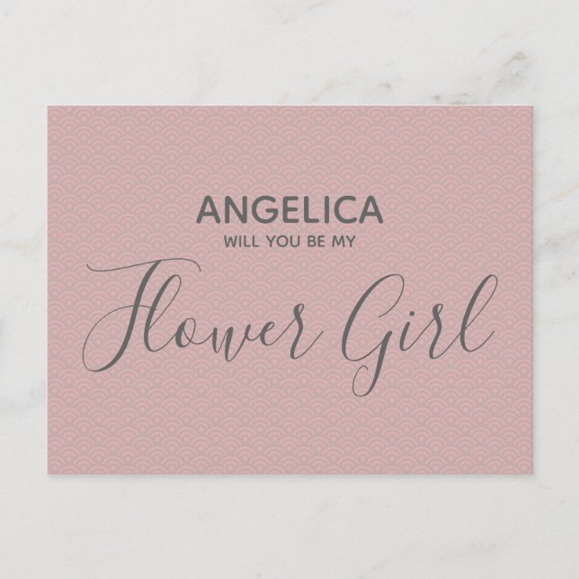 Will you be my flower girl Pretty Pink Pattern Invitation Postcard (Front)