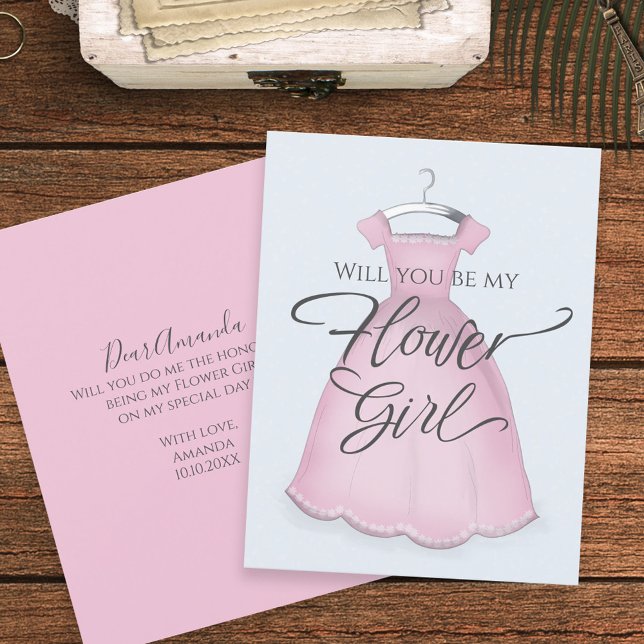 Will you be my Flower Girl Proposal Pretty Pink Card (Creator Uploaded)