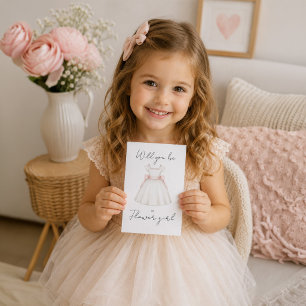 Will You Be My Flower Girl Proposal Watercolor Thank You Card