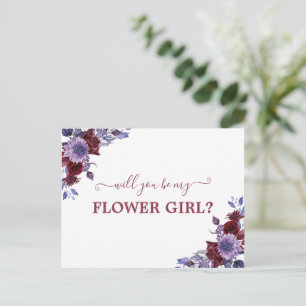 Will You Be My Flower Girl Purple Floral Postcard