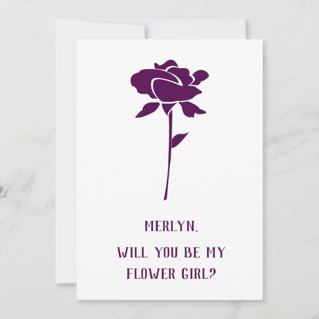 Will You Be My Flower Girl Purple Rose Wedding  Invitation (Front)
