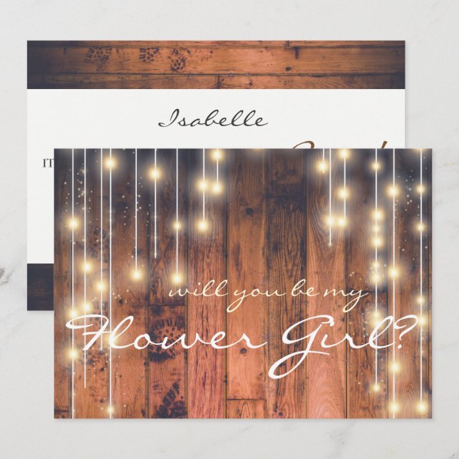 Will you be my Flower Girl Rustic Wood Invitation (Front/Back)