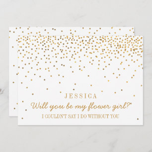 Will You Be My Flower Girl Vintage Gold Confetti Invitation