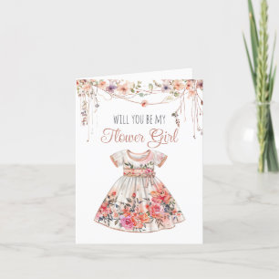 Will you be my Flower Girl Watercolor girl card