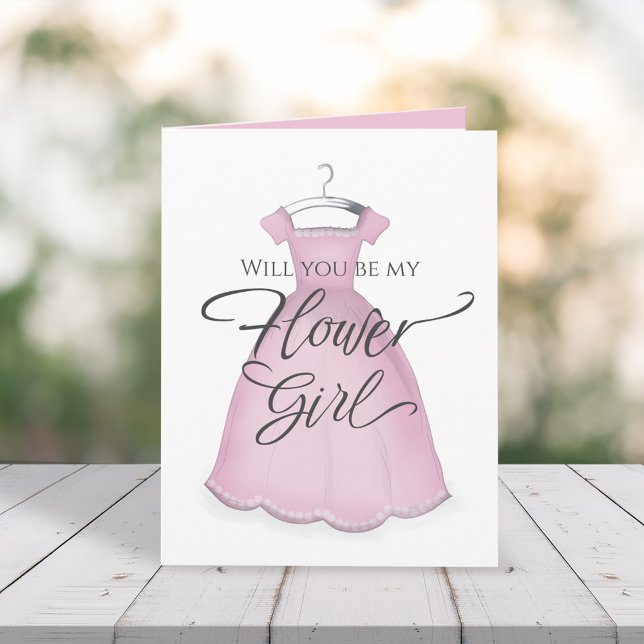 Will you be my Flower Girl Wedding Pink Dress Card (Creator Uploaded)