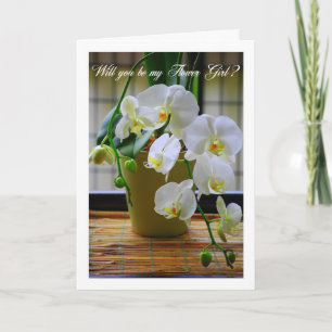 Will You Be My Flower Girl? White Orchids Invitation