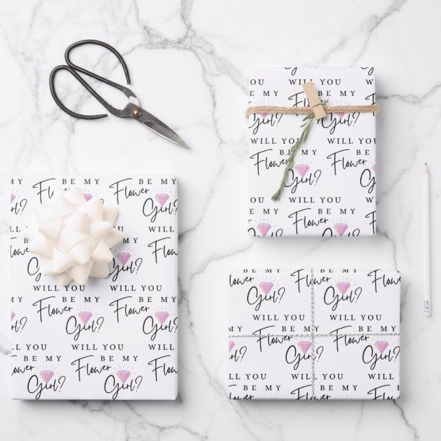 Will You Be My Flower Girl Wrapping Paper Sheets  (Front)