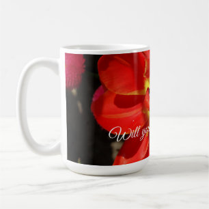 Will you be my flowergirl, Red Tulip Blossom Coffee Mug