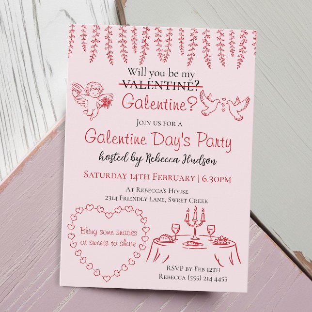 Will You Be My Galentine? Galentine Day's Party Invitation (Creator Uploaded)