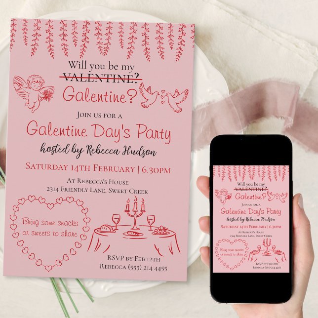 Will You Be My Galentine? Galentine Day's Party Invitation (Creator Uploaded)