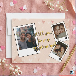 Will You Be My Galentine Photo Collage Proposal Holiday Card