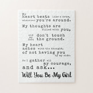 Will You Be My Girl - Customise Love Declaration Jigsaw Puzzle