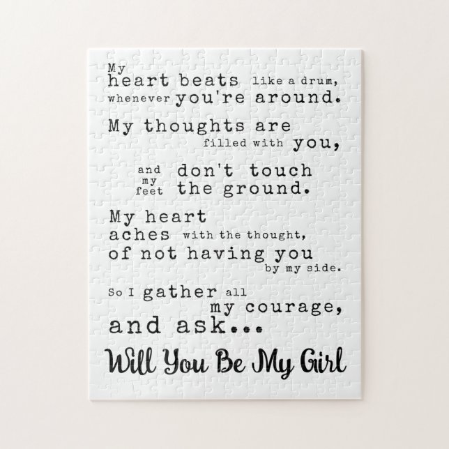 Will You Be My Girl - Customise Love Declaration  Jigsaw Puzzle (Vertical)