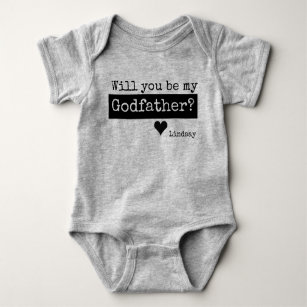 will you be my godfather baby bodysuit