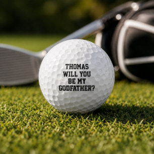 Will You Be My Godfather Godparent Proposal Golfer Golf Balls