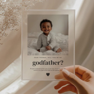 Will You Be My Godfather Photo Proposal Acrylic Invitations