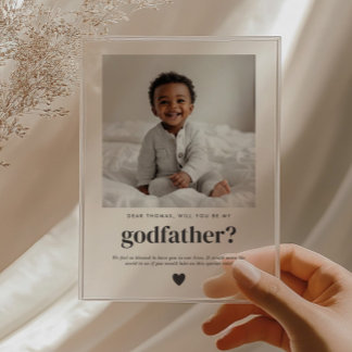 Will You Be My Godfather Photo Proposal Acrylic Invitations